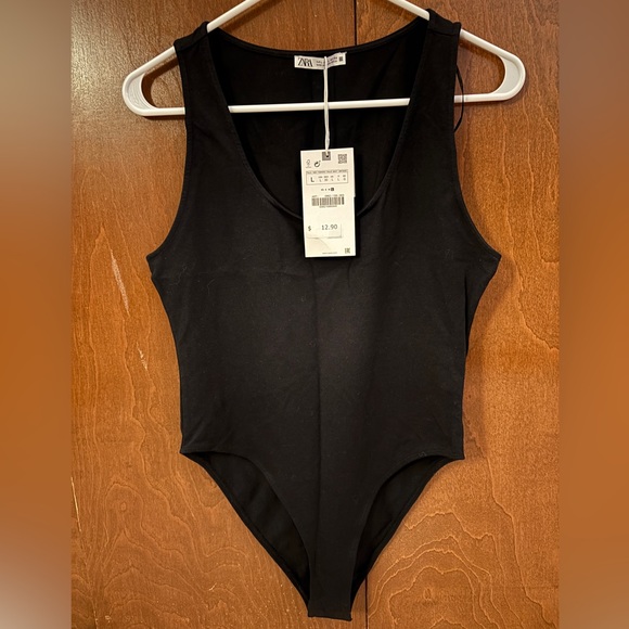 Zara black cotton body suit BRAND NEW WITH TAG - Picture 1 of 5